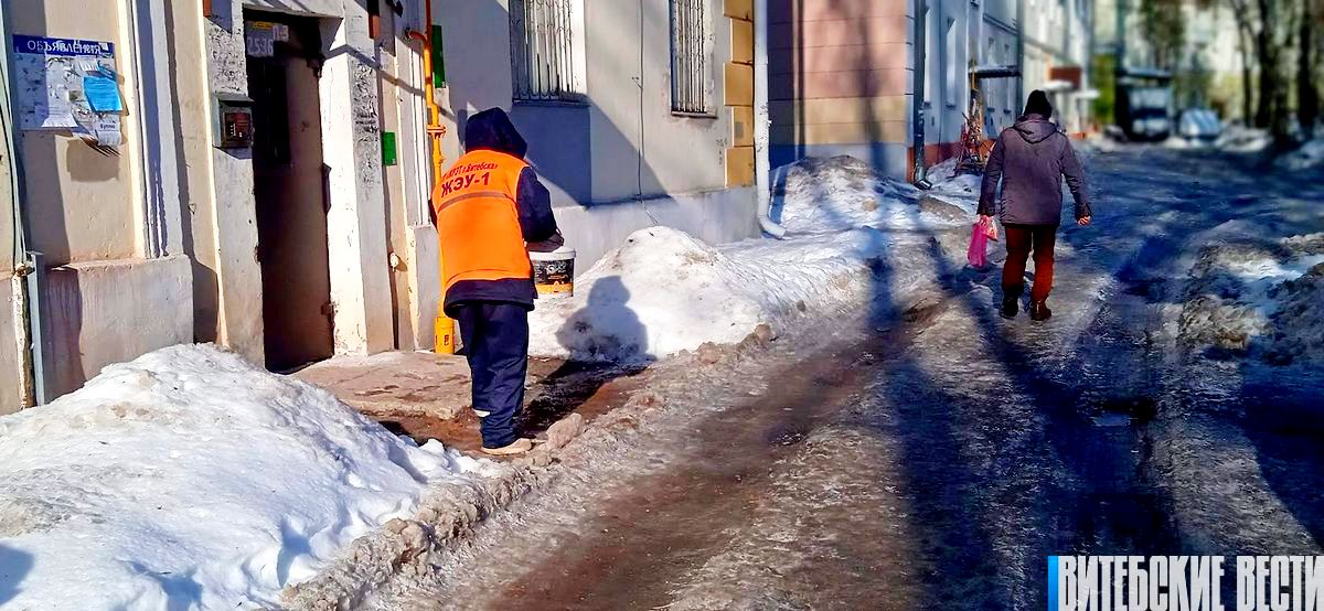 Как сегодня в Витебской области коммунальщики боролись с последствиями снегопадов и гололедицы
